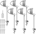 Ground Anchors Shed Anchors 14" Set of 6 Trampoline Stakes Screw in Heavy Duty Mobile Home - Storage Shed Anchor Kit - Playset Swing Anchors - Stakes for Fence,Carport,Garden (Silver, 6 x 14in)