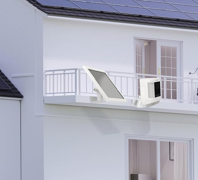 Gutter Mount for Ring, Arlo, Reolink Solar Panels, Universal Weatherproof Aluminum Alloy Eave Bracket, Durable Adjustable Mounting Clamp, Easy No-Drill Installation (White)