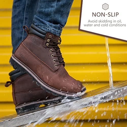 Work Boots for Men Waterproof Soft Toe Non Slip Comfortable Leather Workboots