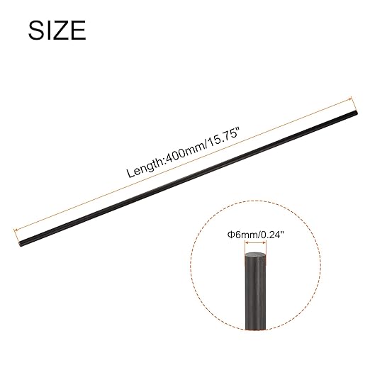 MECCANIXITY Carbon Fiber Rod, 6mm x 400mm Carbon Rod Bar for RC Plane DIY Craft Kite Wing Tube Quadcopter Arm Repair Pack of 5