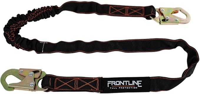 FRONTLINE FALL PROTECTION Internal 6' Shock Absorbing Single Leg Lanyard | ANSI & OSHA Compliant