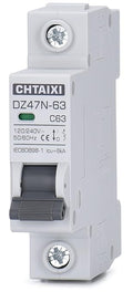AC Miniature Circuit Breaker, 63 Amp 120V/240V 1 Pole DIN Rail Mount Circuit Breaker, Thermal Magnetic Trip, Solar AC Disconnect Switch MCB C63