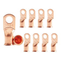 10Pcs 1/0 AWG 3/8" Heavy Duty Battery Ring Terminal 1/0 Gauge Wire Connectors 1/0 AWG Battery Cable lugs 3/8 Bare Copper Wire Lugs
