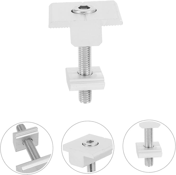 BESPORTBLE 4pcs Aluminum Solar Panel Mid Clamps for Secure Mounting Roof Rv and Gutter Systems Durable Uv Resistant and Versatile Compatibility