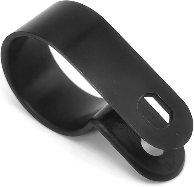 Cable Clamp R-Type Cable Clip Wire Clamp 3/4" Nylon Screw Mounting Cord Fastener Clips with Screws for Wire Management - Black - 50 Pcs
