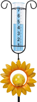 MUMTOP Rain Gauge Outdoor, 34 Inch Large Number Solar Lights Sunflower Water Gauge for Lawn, Yard and Garden