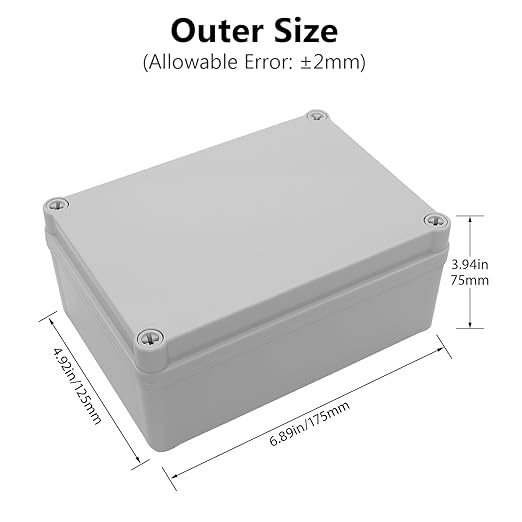 LeMotech Junction Box IP67 Waterproof Dustproof ABS Plastic Project Box for Electrical Outdoor Enclosure Gray 6.9 x 4.9 x 3 inch (175 x 125 x 75 mm)