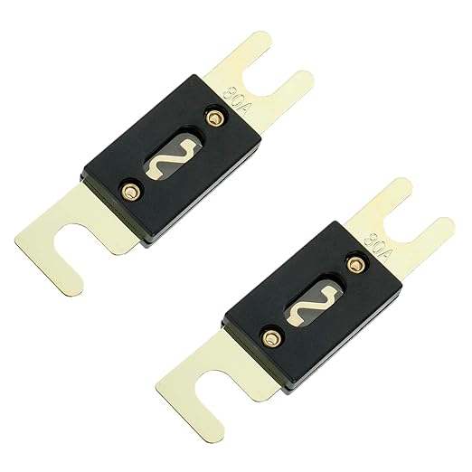 BOJACK 0/2/4 Gauge ANL Fuse Holder and 80 Amp ANL Fuses for 0 2 4 8 Gauge AWG Fuse Block, Automotive Fuse Holder 80A (Pack of 2)