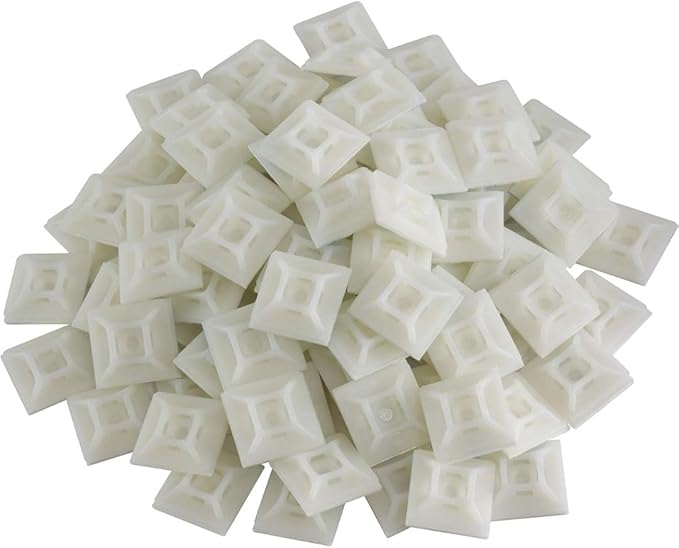 GTSE 15,000 Pack White Zip Tie Mounts, 3/4" Adhesive Mounting Squares, Cable Tie Mount, Cable Clips Organizer Holders, Zip Tie Anchor for Wire Bundles, UV Resistant Tie Wrap Bases