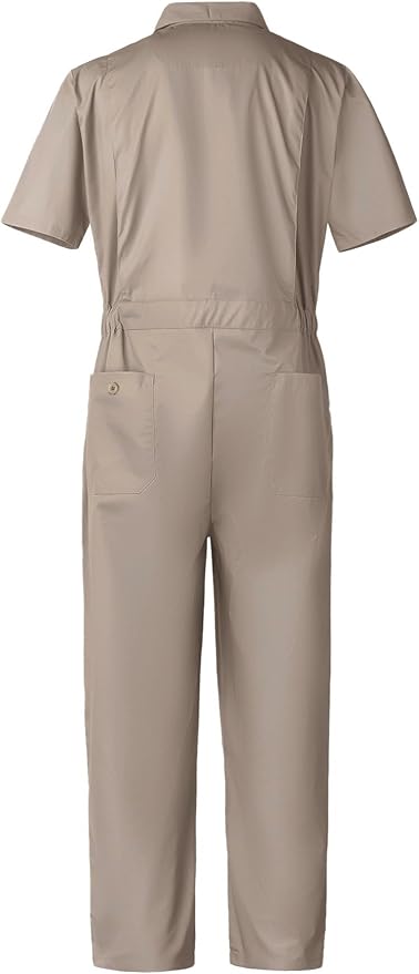 Mens Short Sleeve Coveralls Work Mechanics Jumpsuit Summer Overall Work Suit Breathable Crawl Suit Coverall