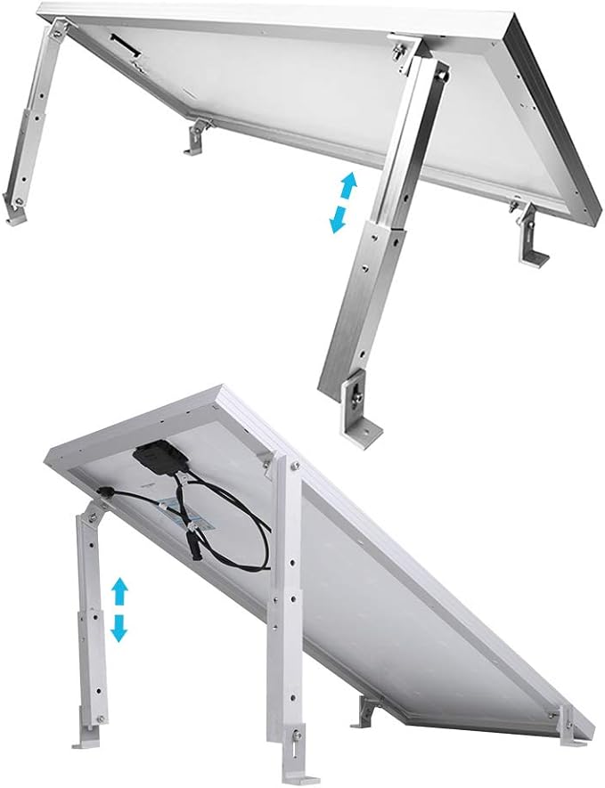 Renogy Adjustable Solar Panel Tilt Mount Brackets support up to 150 Watts Solar Panel for Roof, RV, Boat and Any Flat Surface, for on-grid/off-grid systems (Mount Only), Silver