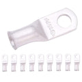 SELTERM 10pcs 4 AWG-1/4" Stud Tinned Copper Wire Lugs, Heavy Duty Battery Cable Ends,4 Guage Ring Terminals, UL Battery Lugs Marine Grade Copper Eyelets Electrical Battery Terminal Connectors