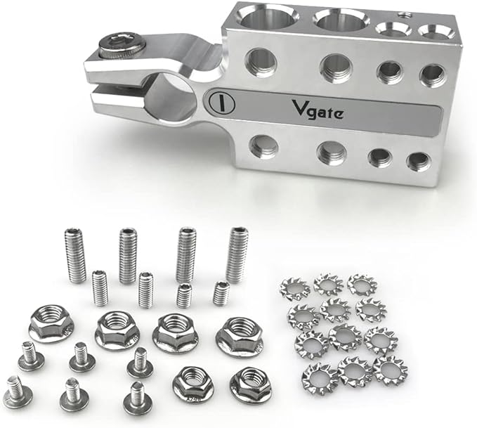 Vgate 20-Way Lead Acid Battery Post Terminal Ends Distribution Block Bus Bar, 8 AWG up to 4/0(XL) Wire Gauge for Tapered Top Post SAE/DIN/EN