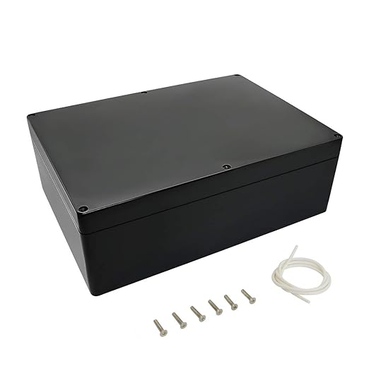 LeMotech ABS Plastic Electrical Project Case Power Junction Box, Project Box Black 10.4" x 7.2" x 3.7" (263 x 182 x 95 mm)(Pack of 1)