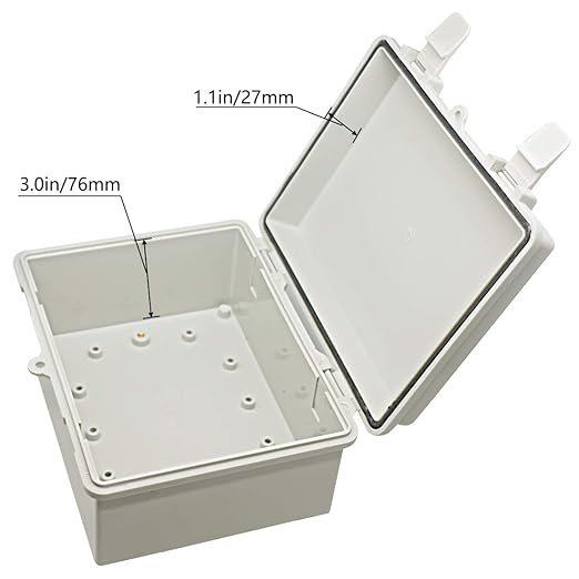 Zulkit 2pcs Junction Box ABS Plastic Dustproof Waterproof IP65 Electrical Boxes Hinged Shell Outdoor Universal Project Enclosure 8.7 x 6.7 x 4.3 inch (220x170x110 mm)