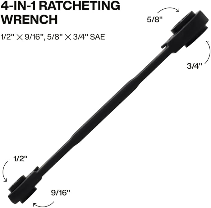 KLEIN TOOLS 68215 4-in-1 Reversible Ratchet Wrench, Box Wrench, SAE Hex Sizes 1/2, 9/16, 5/8, 3/4-Inch, 90-Tooth Ratchet, Pass-Through Design