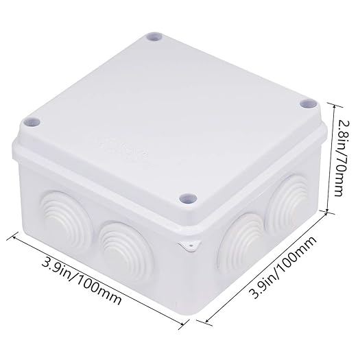 Junction Box, Zulkit ABS Plastic Dustproof Waterproof IP65 Universal Electrical Boxes Project Enclosure White 3.9 x 3.9 x 2.8 inch(100 x 100 x 70mm)