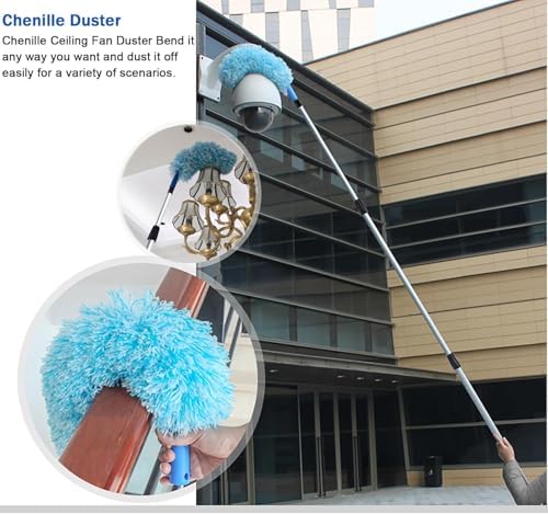 Professional Telescoping Aluminum Window Cleaning Kit - 13 to 50 Feet Extendable Pole for High Windows & Solar Panels - Effortless Outdoor Cleaning Tool