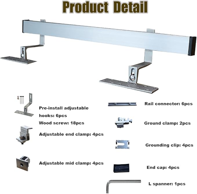 Solar Panel Mounting Bracket Kit to Metal Roof Sloped or Flat Pitched Tile Shingle Roofs for 1-4pcs Solar Panels