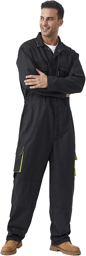 Men's Work Coverall Long Sleeves Overalls Mechanics Coveralls Workwear Jumpsuit with Multi Pockets