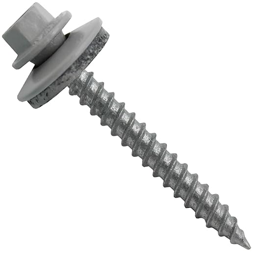 Metal Roofing Screws: (250)12 x 2" Old Town Gray Hex Sheet Metal Roof Screw. Sharp Point Metal to Wood siding Screws. 5/8" EPDM Washer