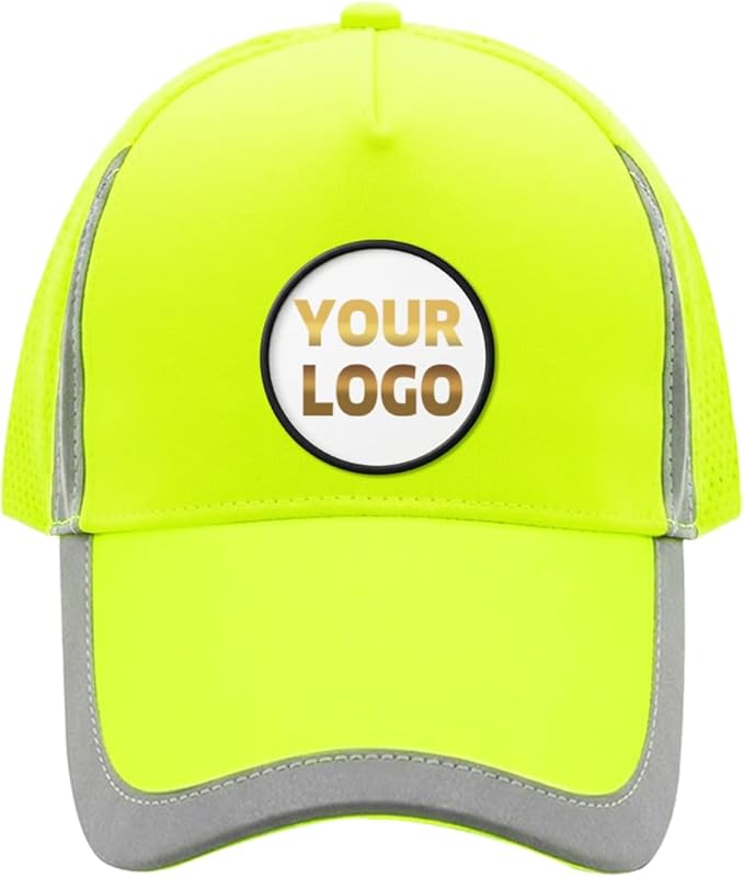 YOWESHOP Reflective Safety Baseball Cap Customize Logo with Removable PE Shell Hi-Vis Safety Work Hat
