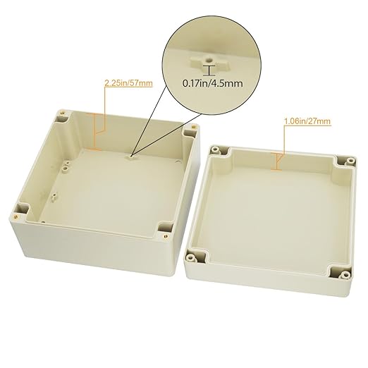 LeMotech Waterproof Dustproof IP65 ABS Plastic Junction Box Universal Electric Project Enclosure Pale Gray 6.3 x 6.3 x 3.54 inch (160 x 160 x 90 mm)