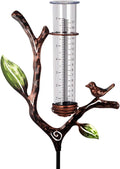 Rain Gauge Outdoor, Metal Rain Gauge with Stake, 7 Inch Tube Rain Measure Gauge, Decorative Branch Rain Measure Tool for Garden, Lawn, Patio