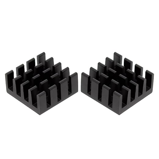 20PCS Black Aluminum Heat Sink with Thermal Conductive Adhesive Tape, 14×14×7mm Heatsink Cooler for Cooling VRM GPU Stepper Driver MOSFET VRam Regulators