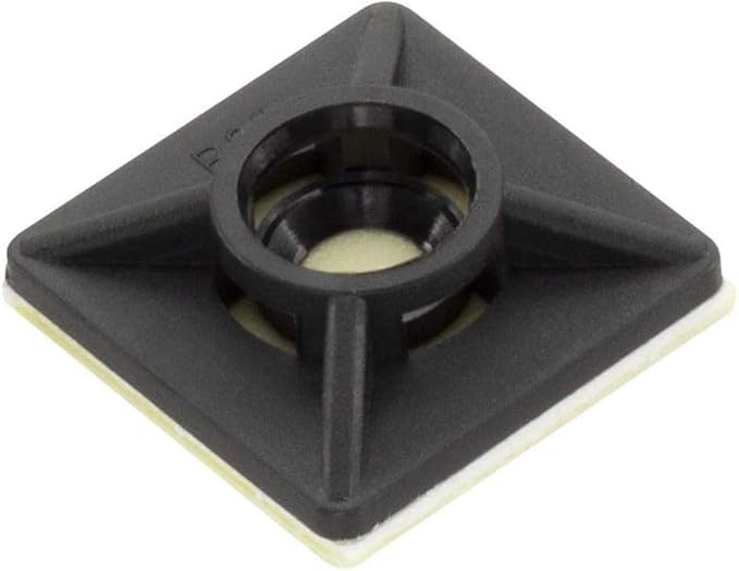 GTSE 100 Pack Black Zip Tie Mounts, 3/4" Adhesive Mounting Squares, Cable Tie Mount, Cable Clips Organizer Holders, Zip Tie Anchor for Wire Bundles, UV Resistant Tie Wrap Bases