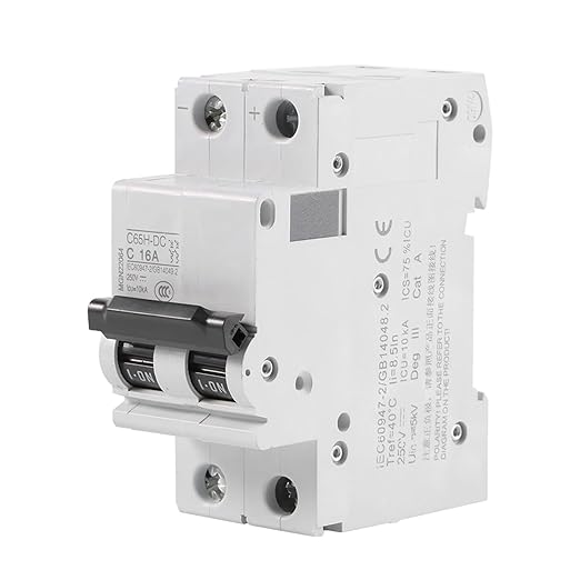 2P 250V Low-Voltage DC Mini Circuit Breaker for Solar Panels Grid System Din Rail Mount 16A