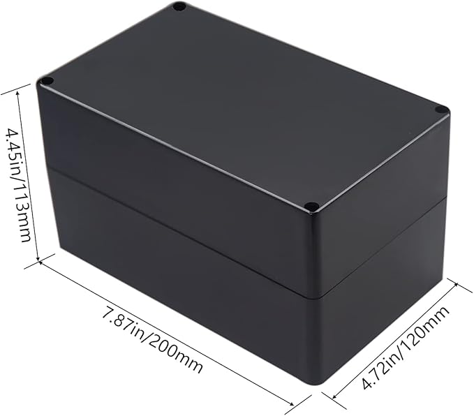 Project Box ABS Black Electrical Boxes IP65 Outdoor Waterproof Box Electronic Junction Box Power Enclosure with Cable Glands for DIY Project 7.87 x 4.72 x 4.45 inch (200x120x113mm)