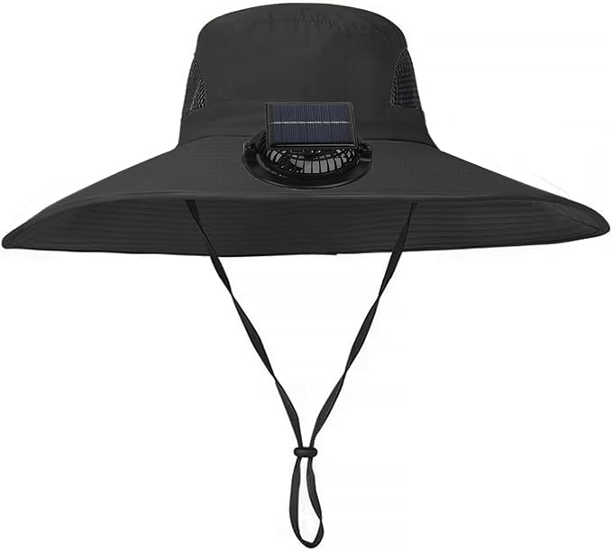 Solar Powered Fan Hat Wide Brim Sun Hat with Solar Fan Sun Bucket Hats Men Women UPF50+ Fishing Beach Hats with Fans