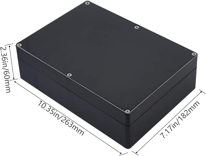 Project Box ABS Black Electrical Boxes IP65 Outdoor Waterproof Box Electronic Junction Box Power Enclosure with Cable Glands for DIY Project 10.35 x 7.17 x 2.36 inch (263x182x60mm)