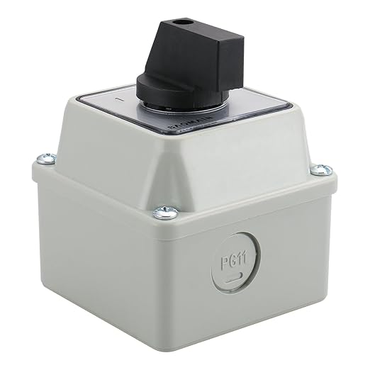 Baomain Universal Rotary Changeover Switch SZW26-20/D202.2D-S with Small Master Switch Exterior Box 660V 20A 3 Position 2 Phase (2.6"x2.6"x3.35")