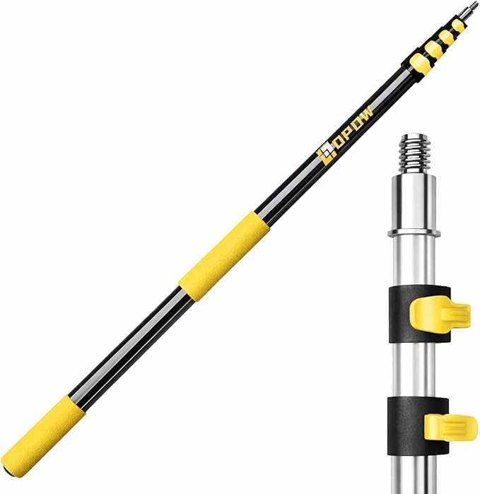 4.5-18ft Commercial Grade Extension Pole - Ultimate Reach for Large Buildings & Pro Use - Maximum 24ft Total Reach with Secure Lock System