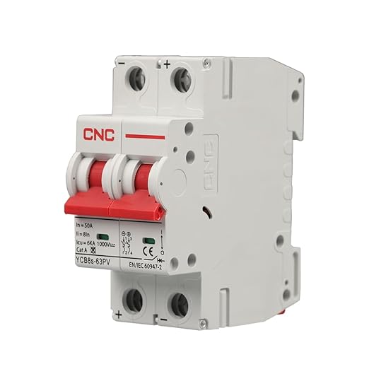 CNC DC Miniature Circuit Breaker, 2 Pole 1000V 40 Amp Isolator for Solar PV System, Thermal Magnetic Trip, DIN Rail Mount DC Disconnect Switch (40 Amp)