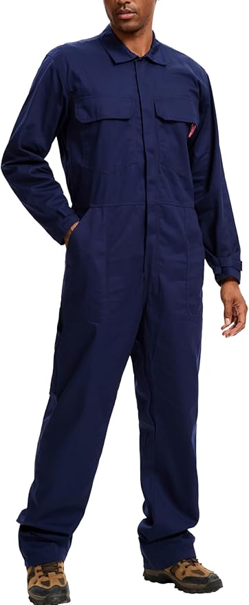WORK IDEA Men's Coveralls Long Sleeve 100% Cotton Twill Workwear Jumpsuit Relaxed Fit