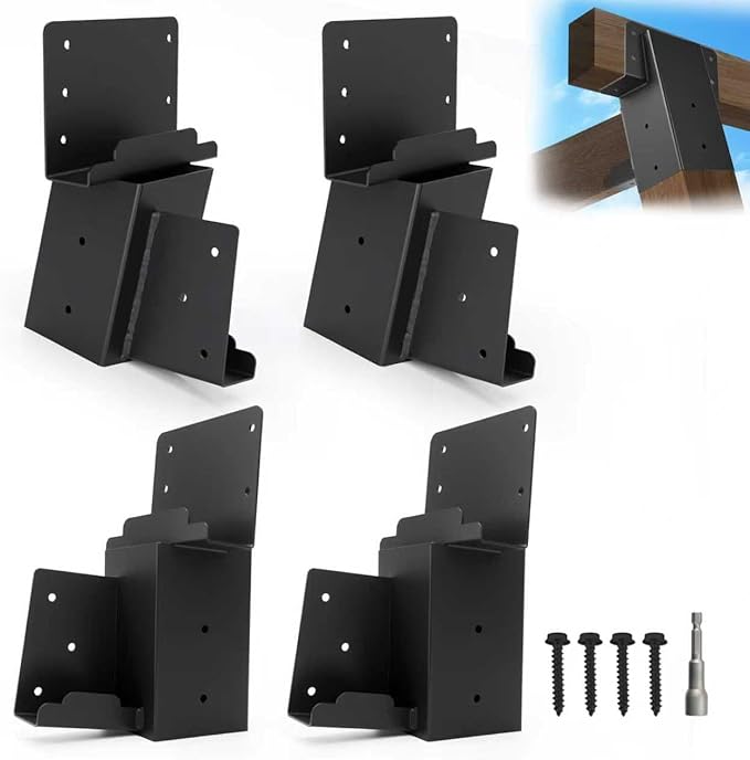 4 Pcs Deer Stand Brackets 4x4 (Strengthen Support, Easy Installation), Outdoor Angle Brackets with Powder-Coated for Deer Stand, Tree House, Shooting Shack & Outdoor Platforms