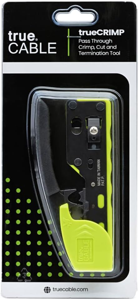 trueCABLE Crimp Tool for Pass Through RJ45 All-in-One Ethernet Tool: Crimp, Cut, Score - Works with Cat5e, Cat6, Cat6A Shielded and Unshielded Connectors