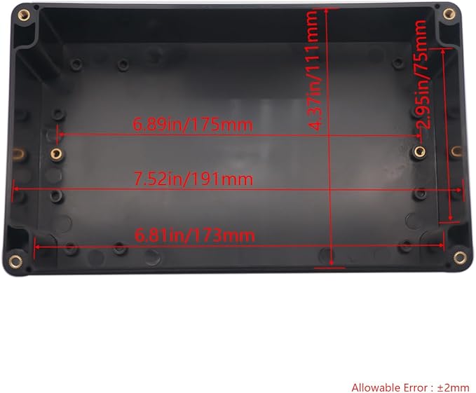 Project Box ABS Black Electrical Boxes IP65 Outdoor Waterproof Box Electronic Junction Box Power Enclosure with Cable Glands for DIY Project 7.87 x 4.72 x 4.45 inch (200x120x113mm)