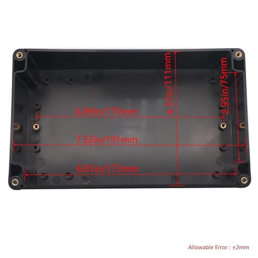 Junction Box IP65 Waterproof ABS Plastic Electrical Project Case Power Junction Boxes, Project Box with Fixed Ear Black 7.87 x4.72 x2.95 inch (200x120x75 mm)