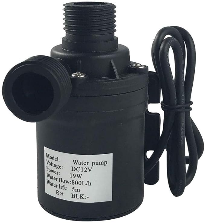 ZAOJIAO DC 12V Brushless Water Pump 1/2'' Male Thread Centrifugal Submersible Pump 800L/H 210GPH 4M/13ft for Fountain Solar Panel Pond Aquarium Water Circulation System Black