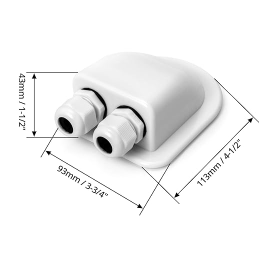 QWORK 2 Pcs IP68 Waterproof ABS Solar Double Cable Entry Gland-Weather Resistant Dual Cable Entry Housing for Solar Panels of RV, Caravan and Marine, White