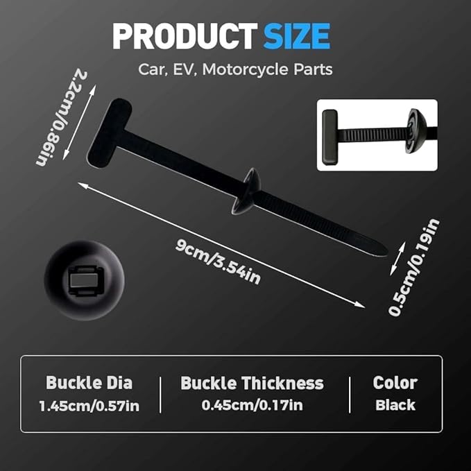 Upgrade Nylon Universal Cable Tie Buckle, 2026 New Heavy Duty Self-Locking Zip Ties Holder with Pin Button Design, Multipurpose Black Cable Tie Buckle Tool for Car Daily Repair (100)