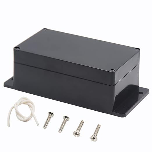 Zulkit Junction Box ABS Plastic Dustproof Waterproof IP65 Universal Electrical Boxes Project Enclosure with Fixed Ear Black 6.22 x 3.54 x 2.36 Inch (158 x 90 x 60mm) (Pack of 1)