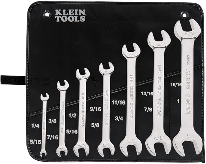 Klein Tools 68452 Open End SAE Wrench Set, 7-Piece With Rolling Pouch