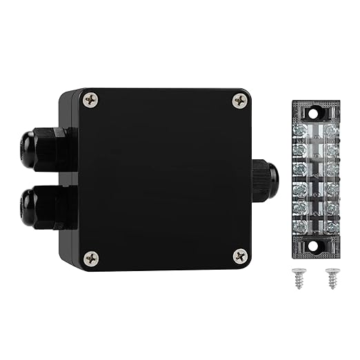 ABS IP67 Waterproof Dustproof Electrical Junction Box, with 15A 600V Barrier Terminal Cable Connector, 1 in/2 Out Power Junction Box（3.26 * 3.18 * 2.2in）