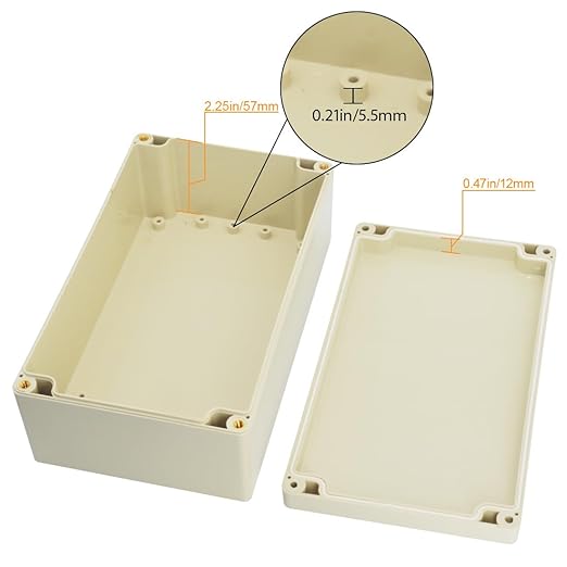 LeMotech Waterproof Dustproof IP65 ABS Plastic Junction Box Universal Electric Project Enclosure Pale Gray 7.9 x 4.7 x 2.95 inch (200 x 120 x 75 mm)