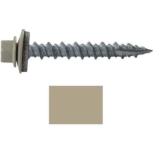 Metal Roofing Screws: (250) 10 x 1-1/2" Ash Gray Hex Head Sheet Metal Roof Screw. Self Starting Metal to Wood siding Screws. EPDM Washer. Colored Head